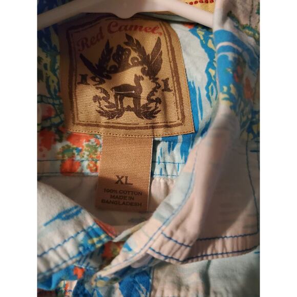 RED CAMEL XL Hawaiian Palm Tree Graphic Print Shirt Men's - Picture 4 of 5